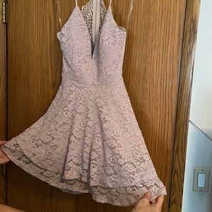 Windsor Mauve colored dress with open back, lace & zipper